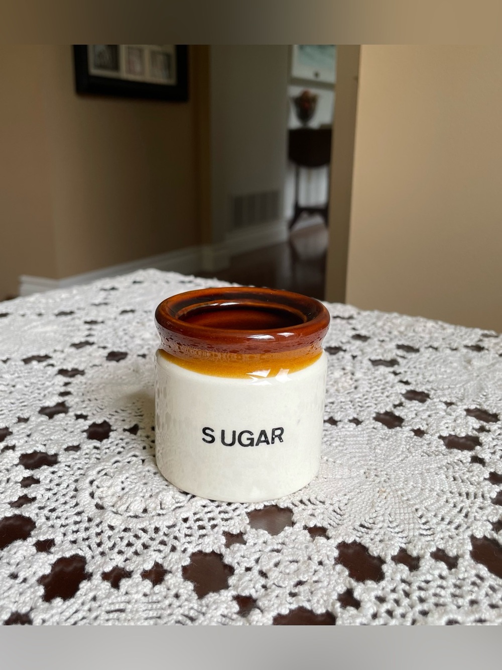(3/$15) Vintage Stoneware Sugar Jar "From Cyprus With Love"